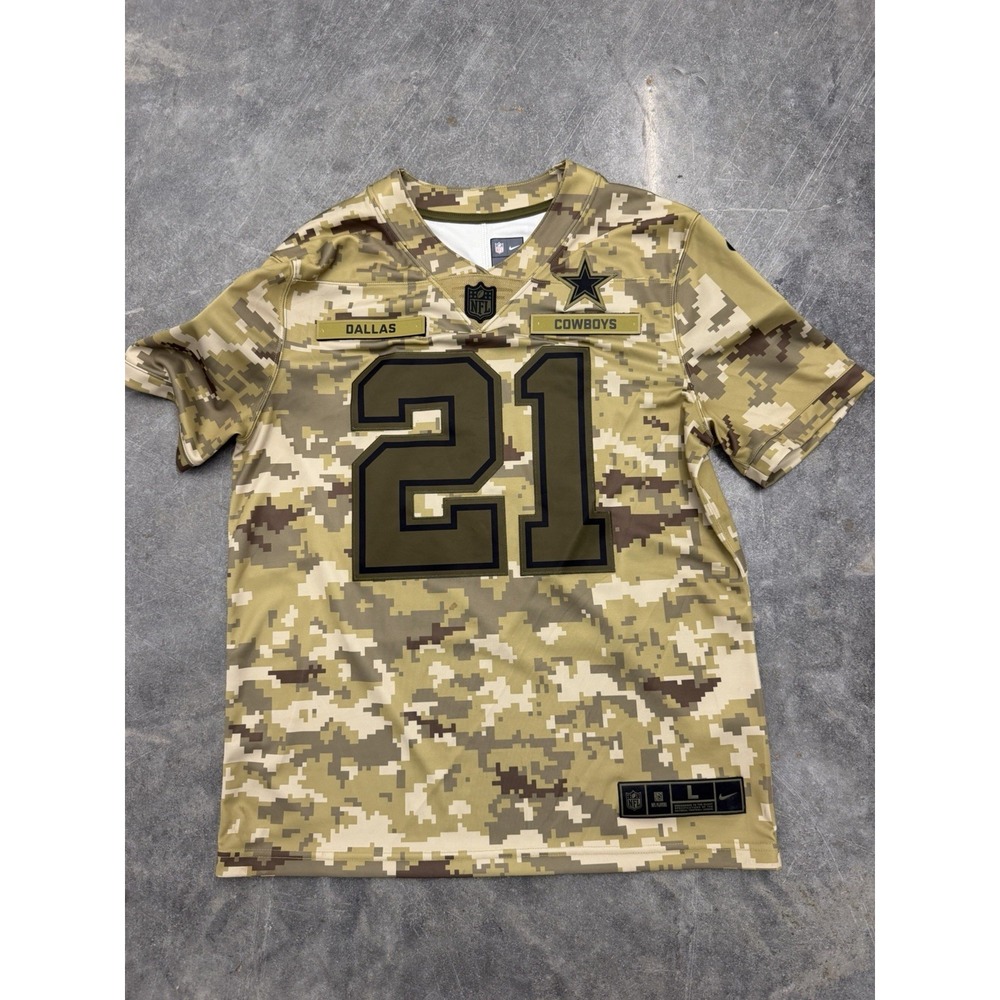 Nike Dallas Cowboys Ezekiel Elliott Salute to Service Jersey Camo Sz Large USA